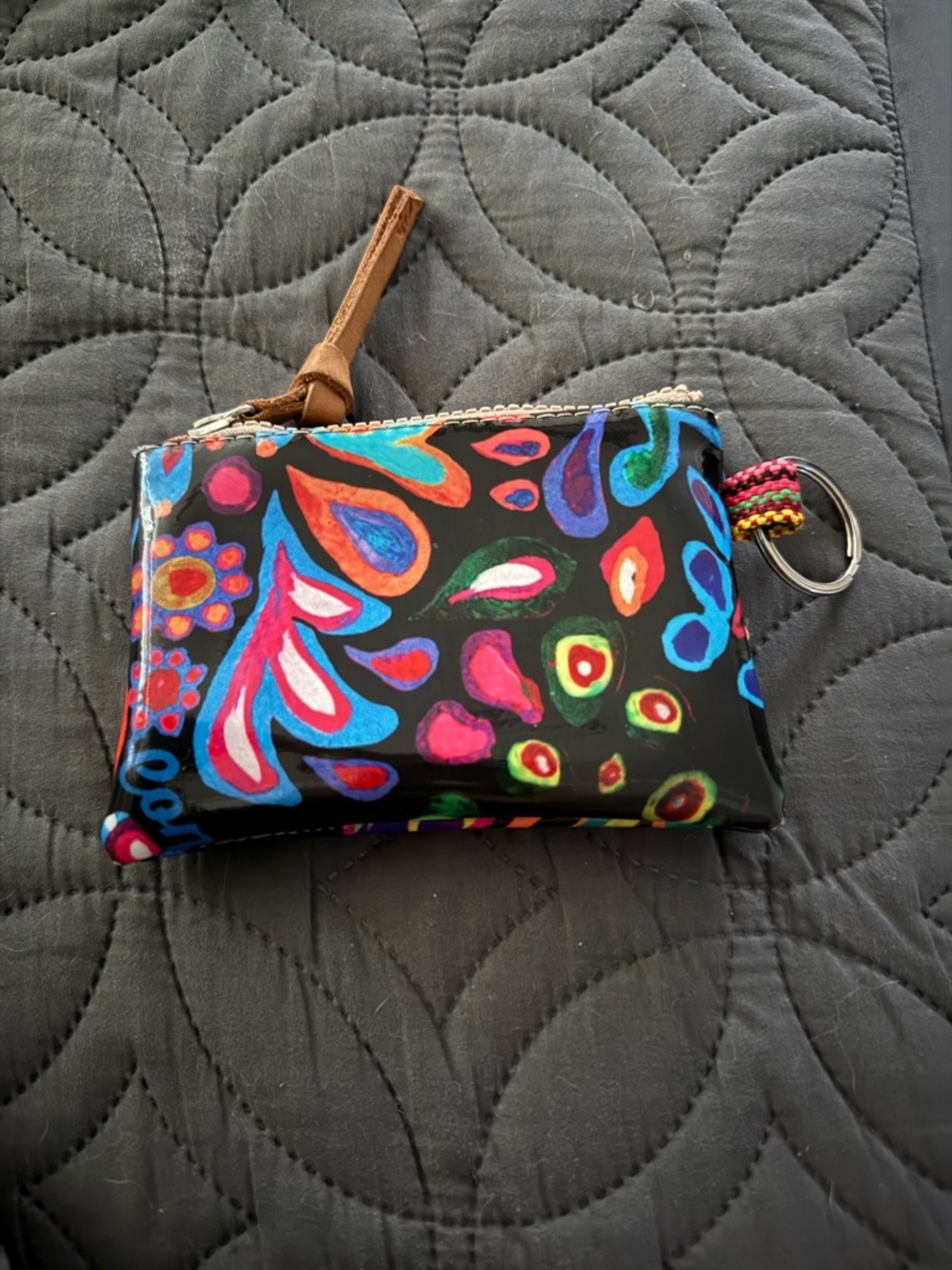 Consuela Black Multi-Color Floral Zip Pouch - Picture 2 of 4
